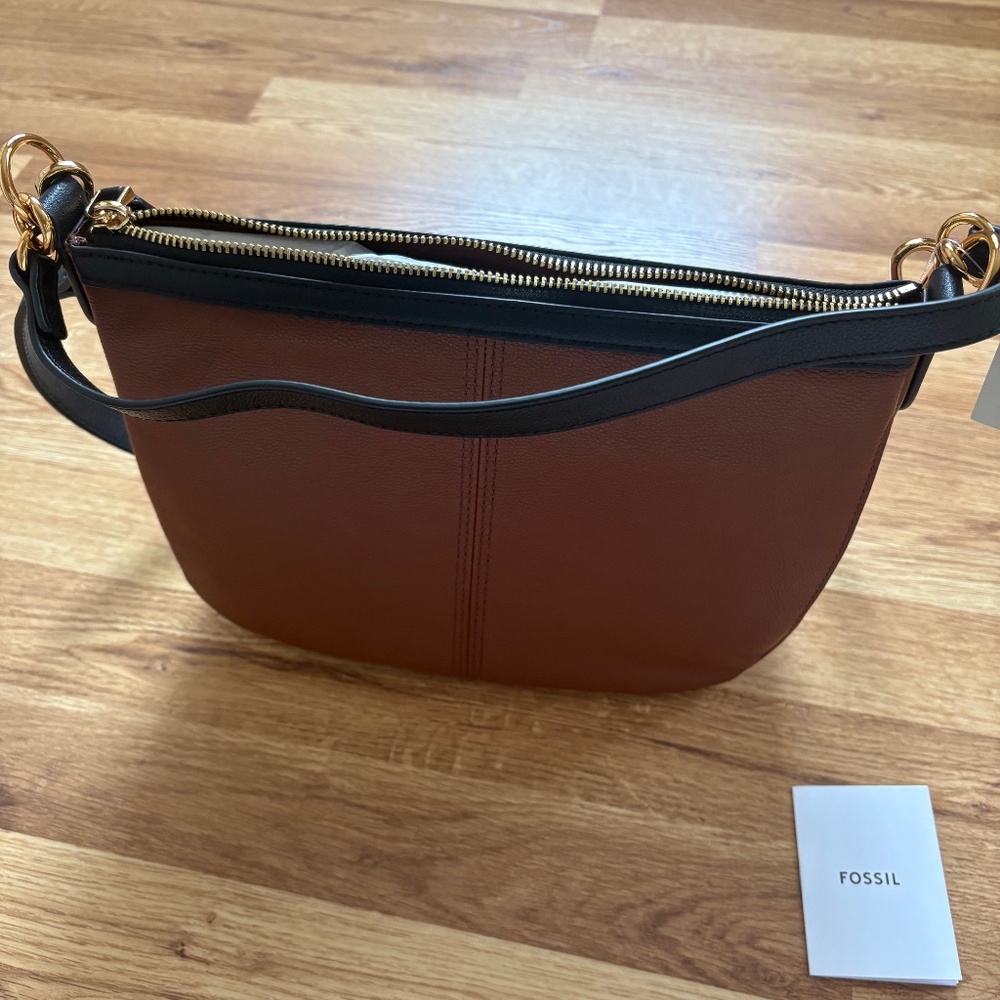 Fossil Brown and Black Crossbody Bag